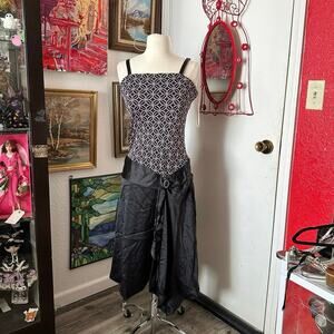 alex & trixie pink black vintage drop waist formal dress